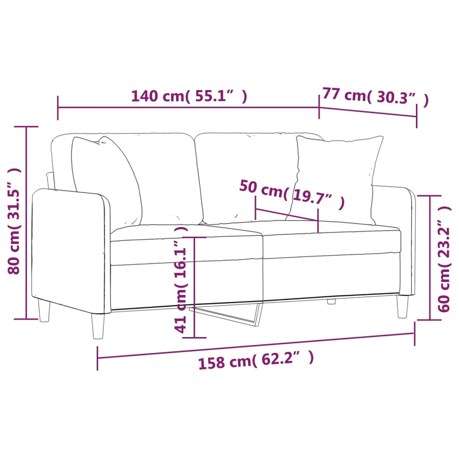 Canapé 2 places avec oreillers jaune clair 140 cm tissu - 8