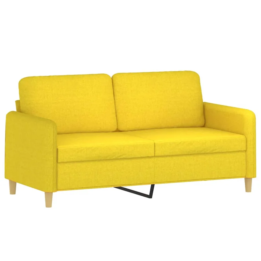 Ensemble de canapés 2 pcs avec coussins jaune clair tissu - 4