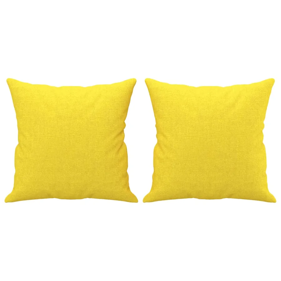 Ensemble de canapés 2 pcs avec coussins jaune clair tissu - 6