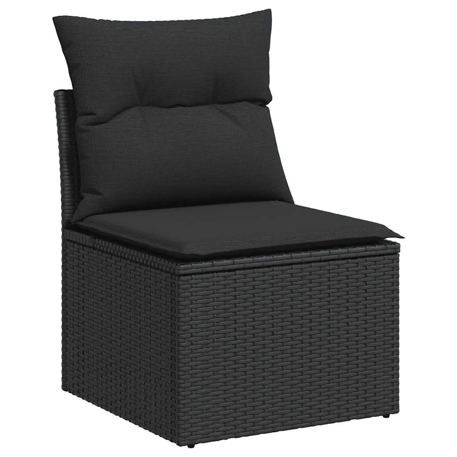 Salon de jardin 11 pcs avec coussins noir résine tressée - 8