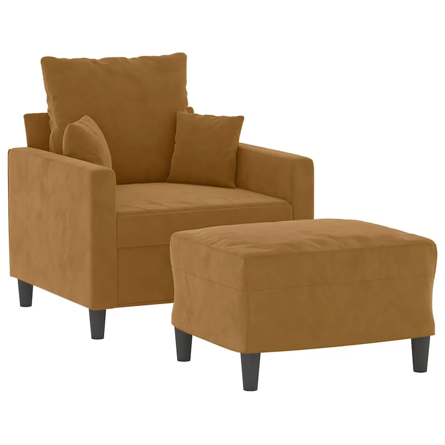 Fauteuil avec repose-pied Marron 60 cm Velours - 3