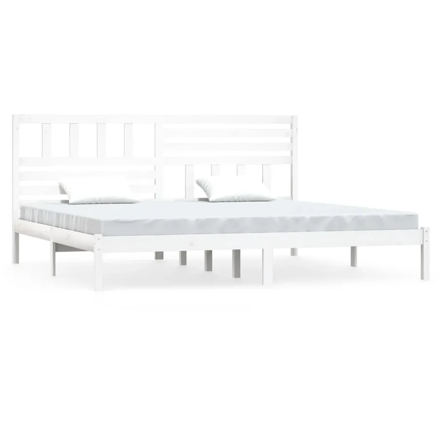 Cadre de lit sans matelas blanc bois massif de pin 200x200 cm - 2