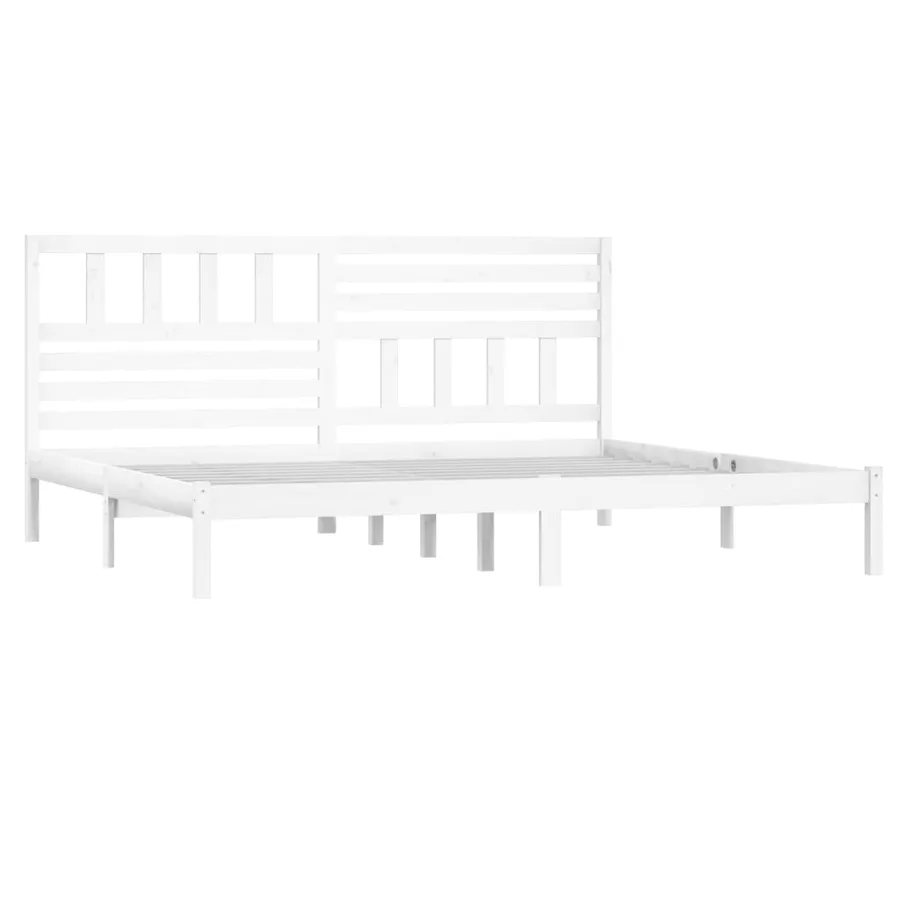 Cadre de lit sans matelas blanc bois massif de pin 200x200 cm - 3
