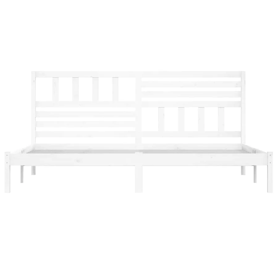 Cadre de lit sans matelas blanc bois massif de pin 200x200 cm - 4