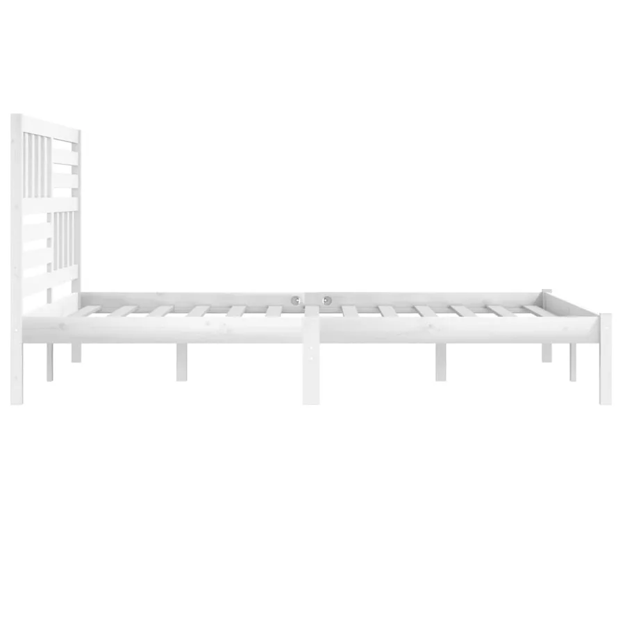 Cadre de lit sans matelas blanc bois massif de pin 200x200 cm - 5