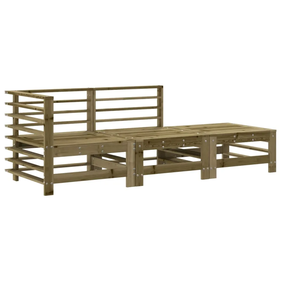 Salon de jardin 3 pcs avec coussins bois de pin imprégné - 3