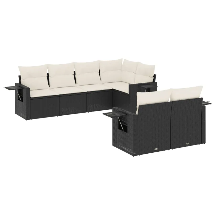 Salon de jardin 7 pcs avec coussins noir résine tressée 62 x 62 x 69 cm - 61,9 kg - 2