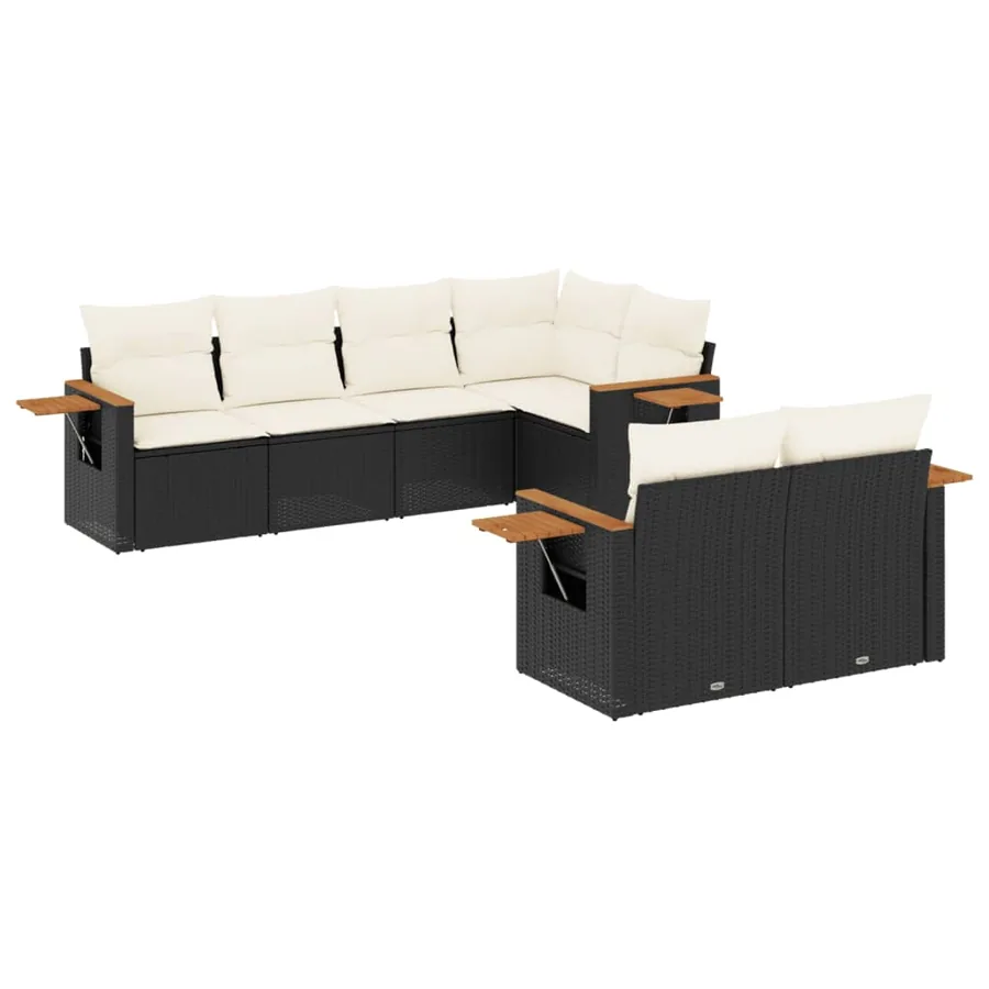 Salon de jardin 7 pcs avec coussins noir résine tressée 62 x 62 x 69 cm - 64,5 kg - 2