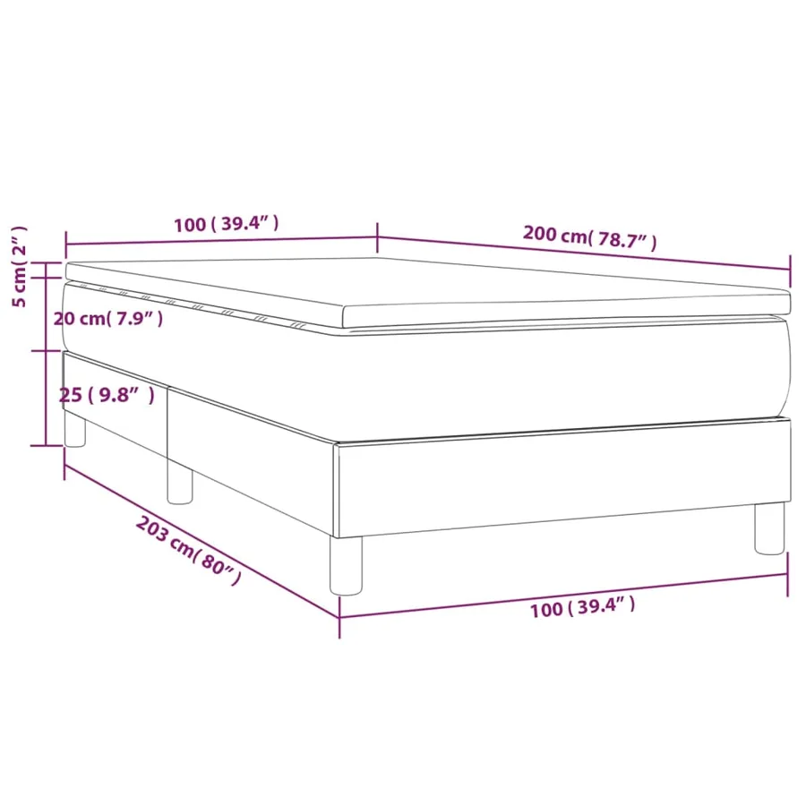 Sommier à lattes de lit avec matelas Crème 100x200 cm Tissu - 10