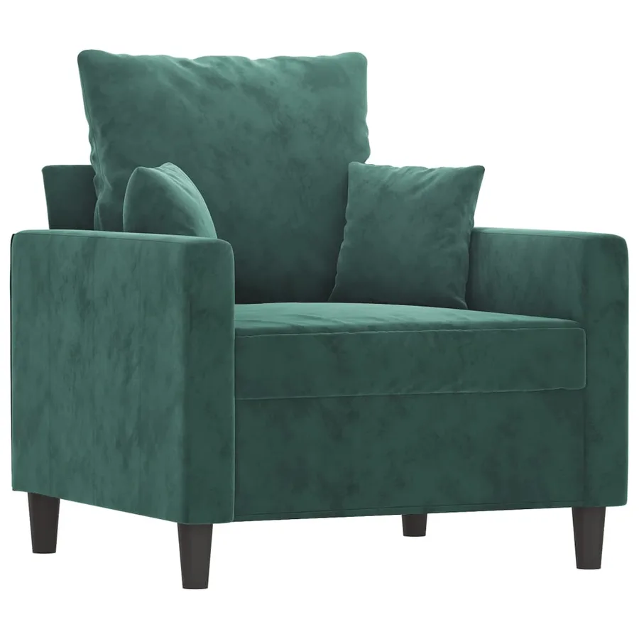 Ensemble de canapés 3 pcs avec coussins Vert foncé Velours - 3