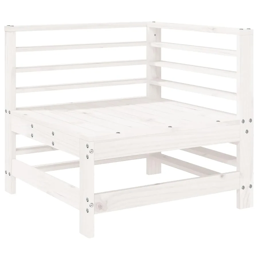 Salon de jardin 7 pcs Blanc Bois de pin massif - 3