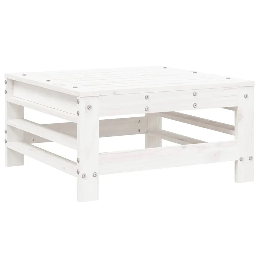 Salon de jardin 7 pcs Blanc Bois de pin massif - 6