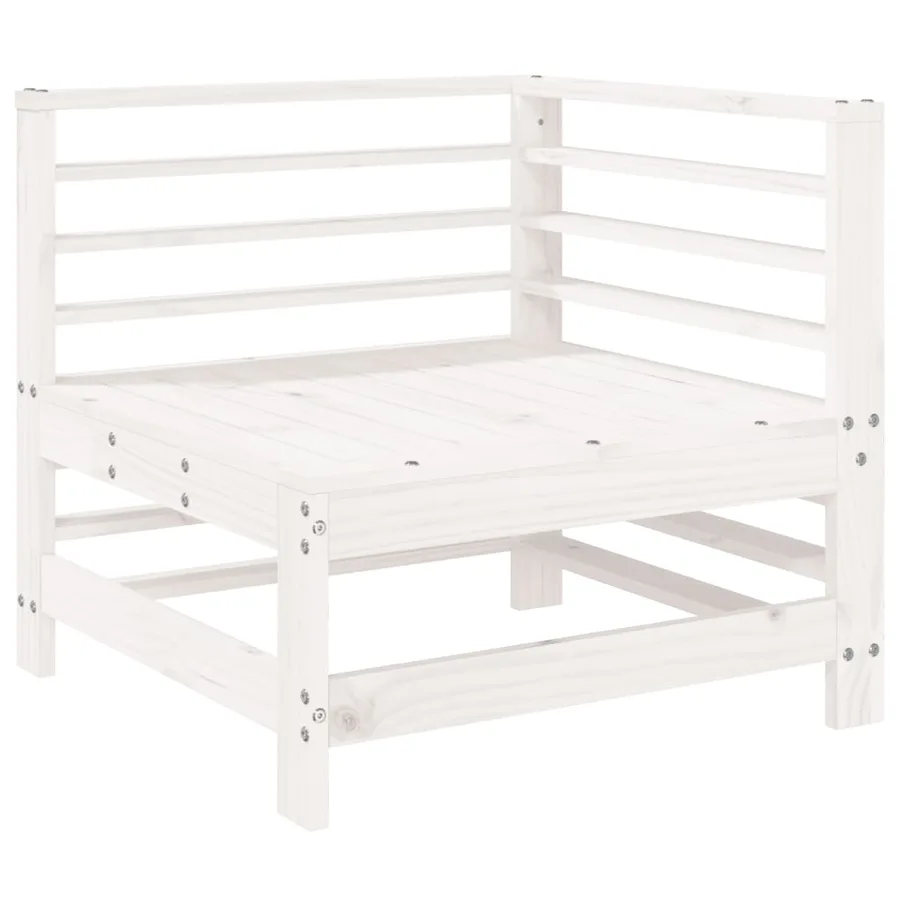 Salon de jardin 8 pcs Blanc Bois de pin massif - 3