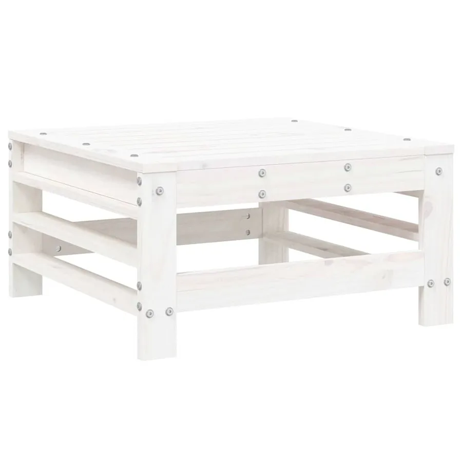 Salon de jardin 8 pcs Blanc Bois de pin massif - 5