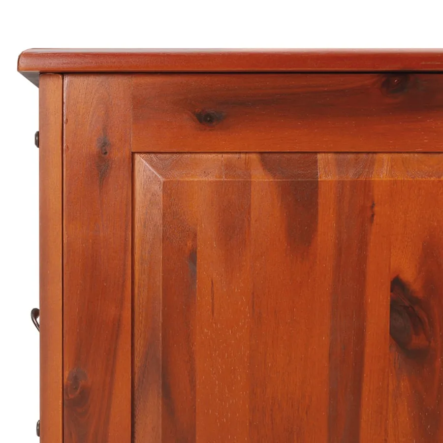 Coffre de rangement avec couvercle marron bois massif d'acacia - 8