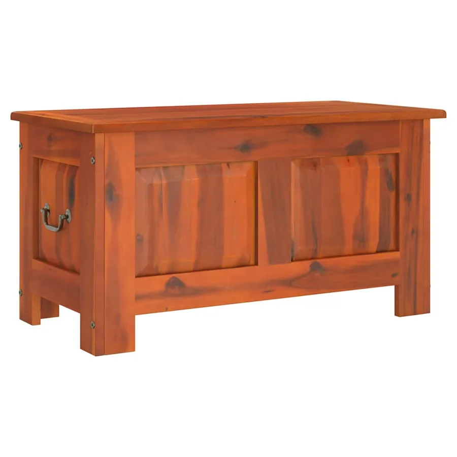 Coffre de rangement avec couvercle marron bois massif d'acacia - 2