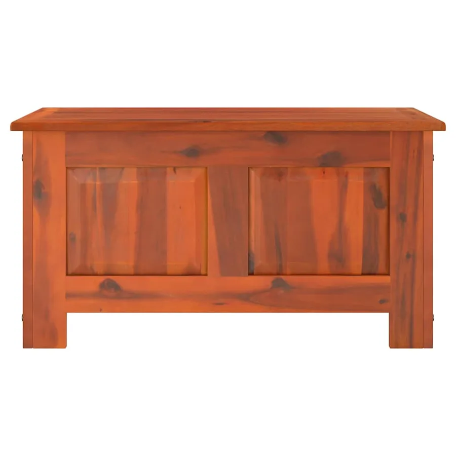 Coffre de rangement avec couvercle marron bois massif d'acacia - 4