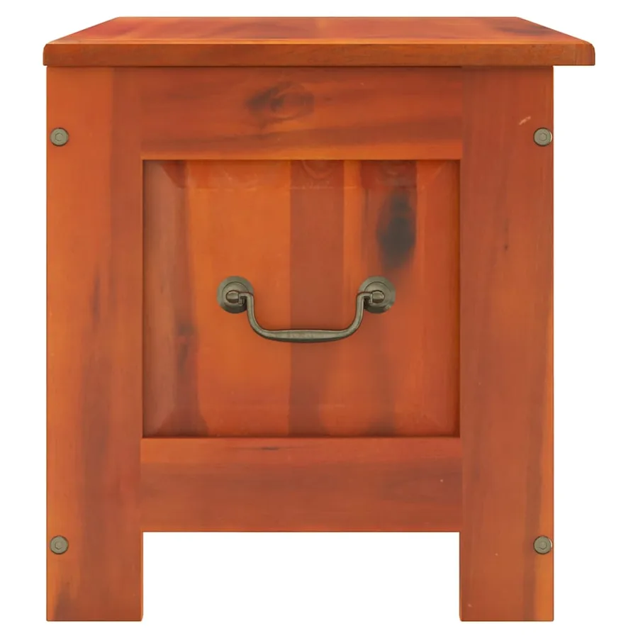 Coffre de rangement avec couvercle marron bois massif d'acacia - 5