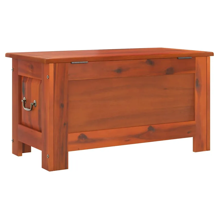 Coffre de rangement avec couvercle marron bois massif d'acacia - 6