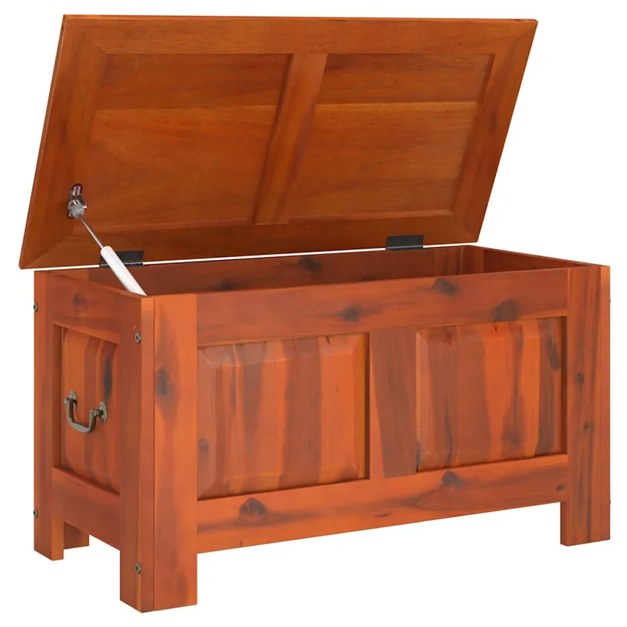 Coffre de rangement avec couvercle marron bois massif d'acacia - 7
