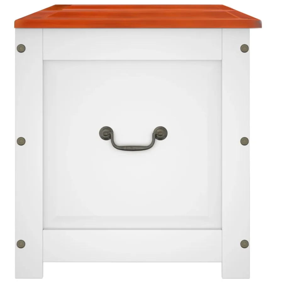 Coffre de rangement et couvercle marron et blanc bois d'acacia - 5