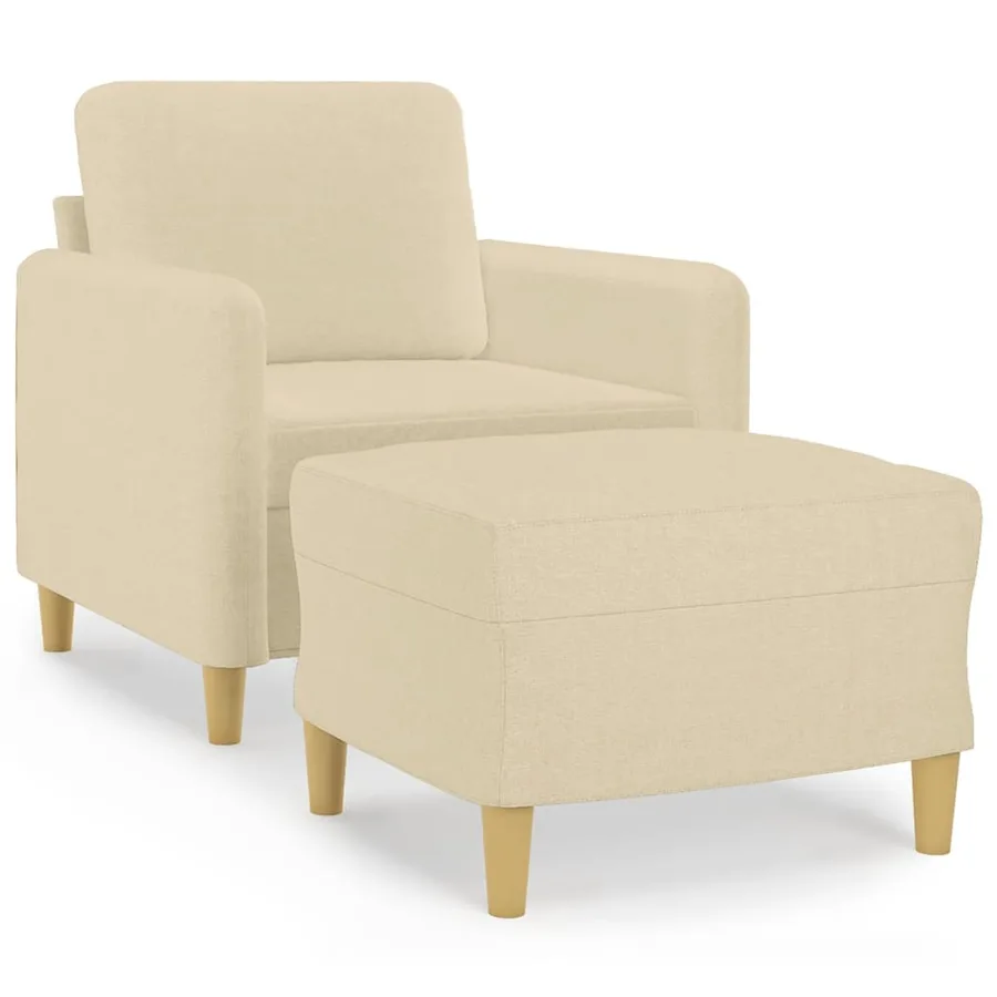 Fauteuil avec repose-pied Crème 60 cm Tissu - 2
