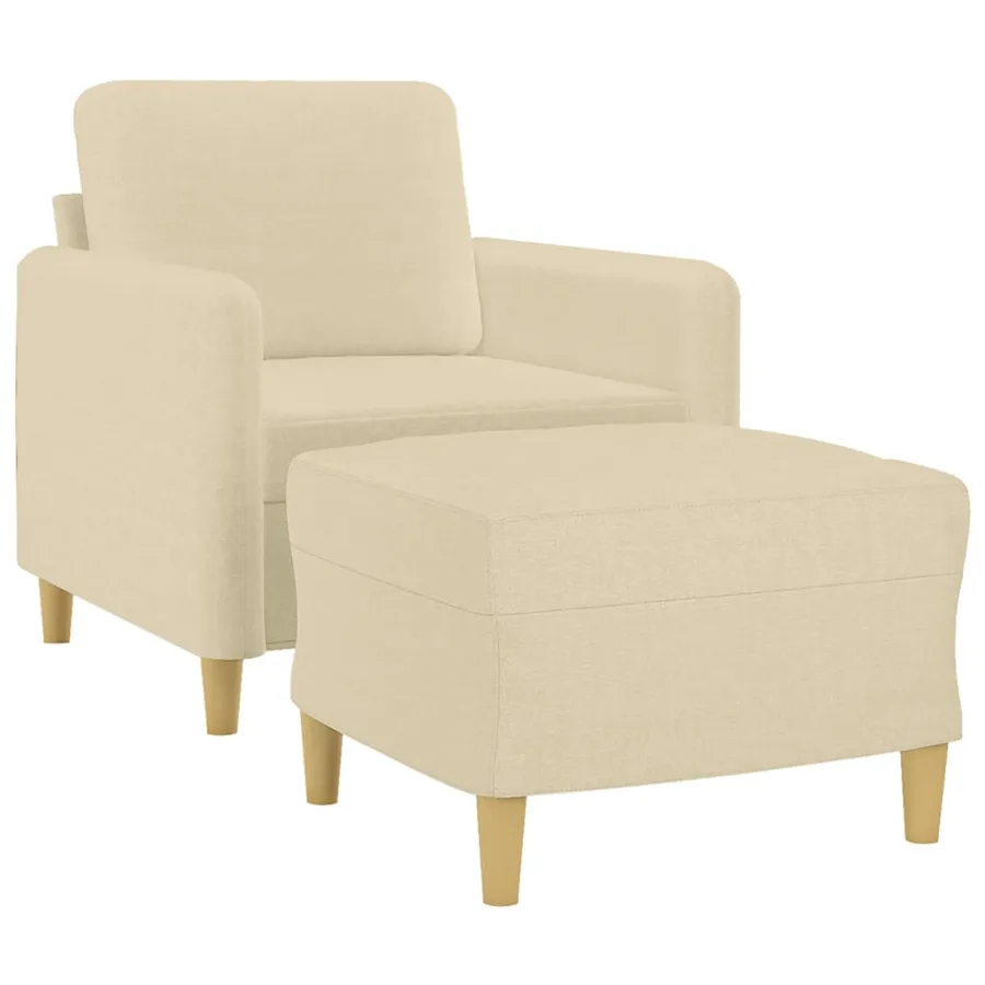Fauteuil avec repose-pied Crème 60 cm Tissu - 3