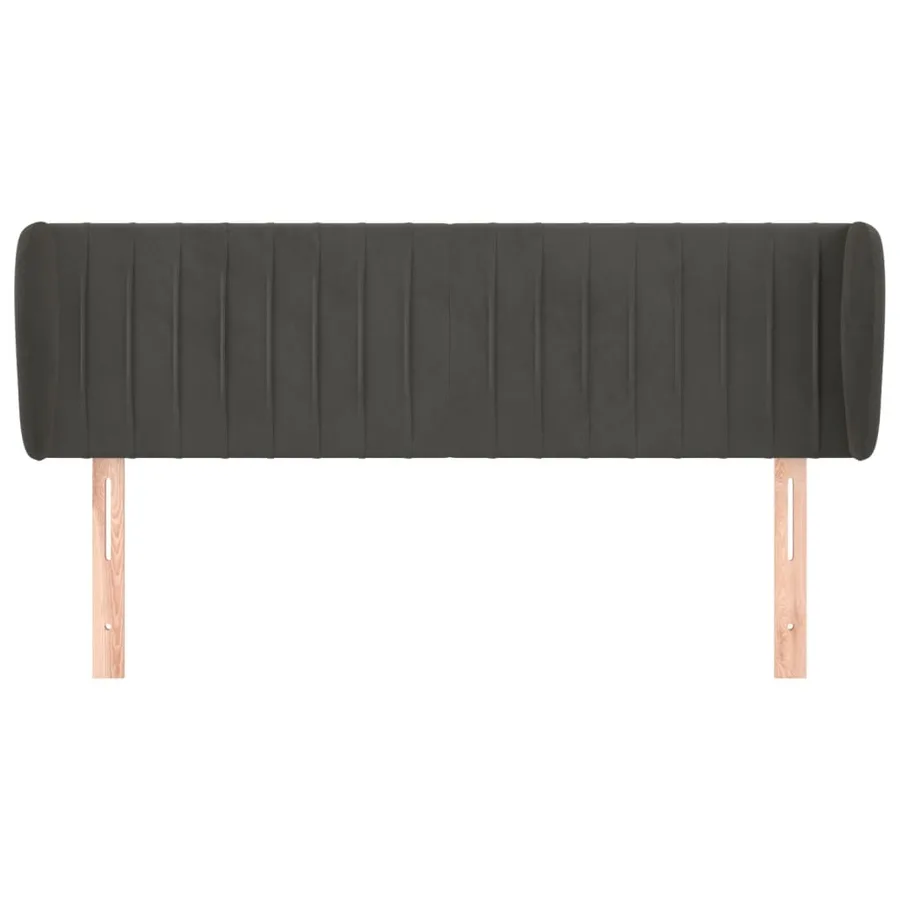 Tête de lit avec oreilles Gris foncé 147x23x78/88 cm Velours - 3