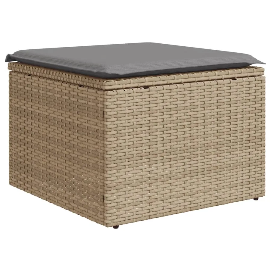 Salon de jardin 11 pcs avec coussins beige résine tressée - 6
