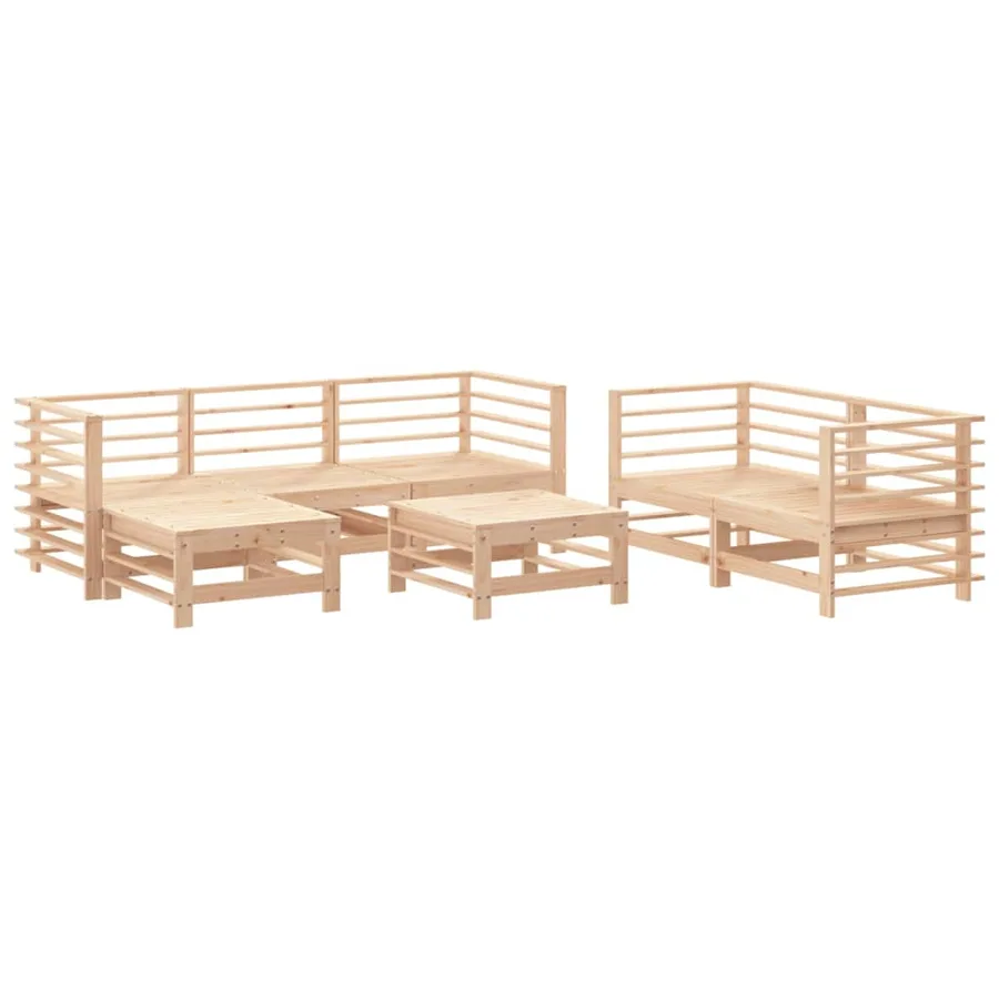 Salon de jardin 7 pcs Bois de pin massif - 2