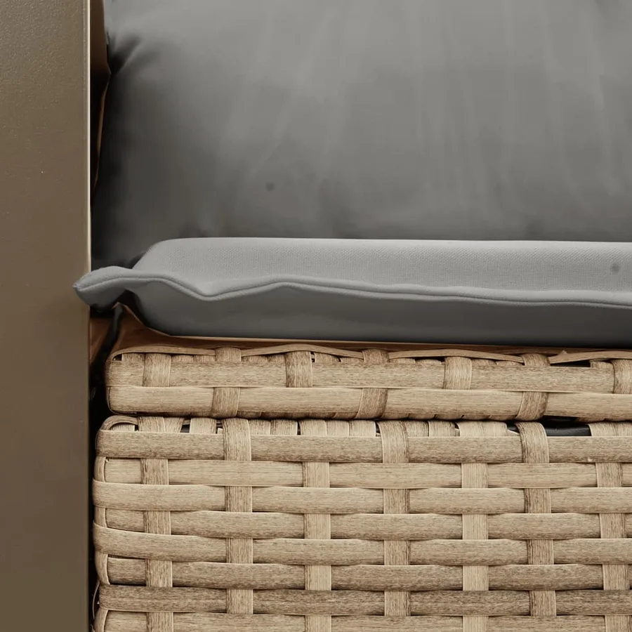 Canapé de jardin avec coussins 2 places beige résine tressée - 7