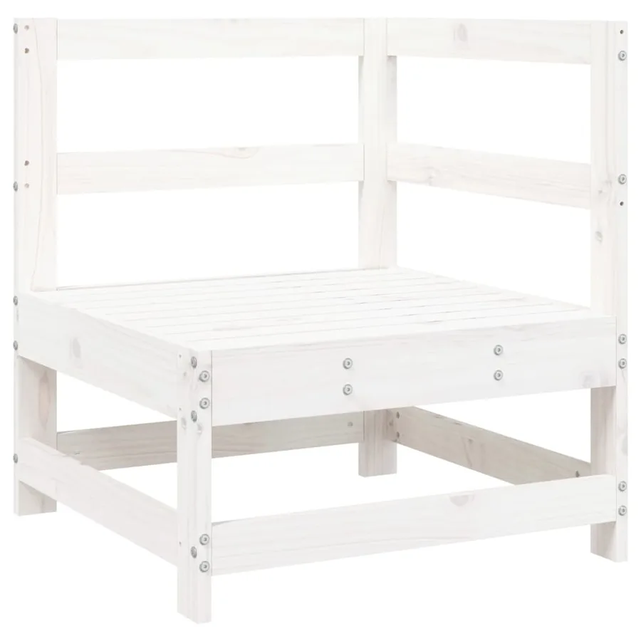 Salon de jardin 7 pcs Blanc Bois de pin massif - 3