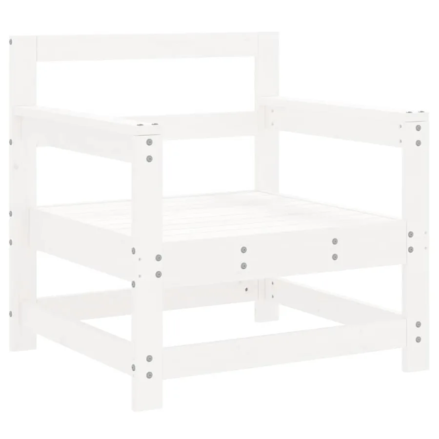 Salon de jardin 7 pcs Blanc Bois de pin massif - 5