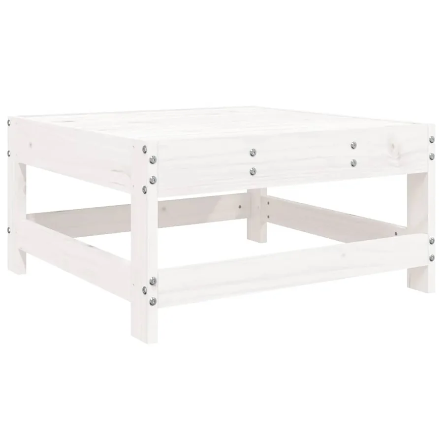 Salon de jardin 7 pcs Blanc Bois de pin massif - 6