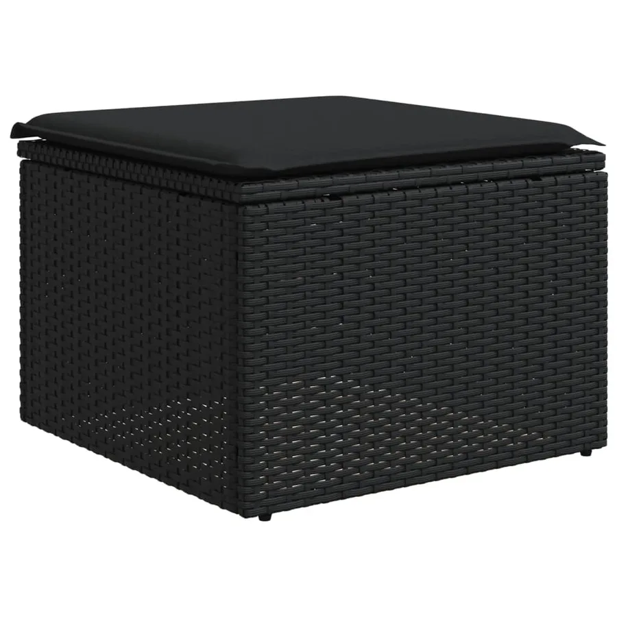 Salon de jardin 9 pcs avec coussins noir résine tressée - 6