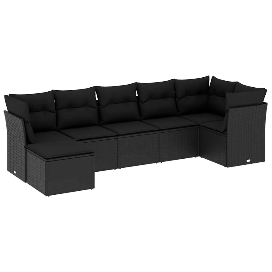 Salon de jardin 7 pcs avec coussins noir résine tressée 62 x 62 x 69 cm - 60,0 kg - 2