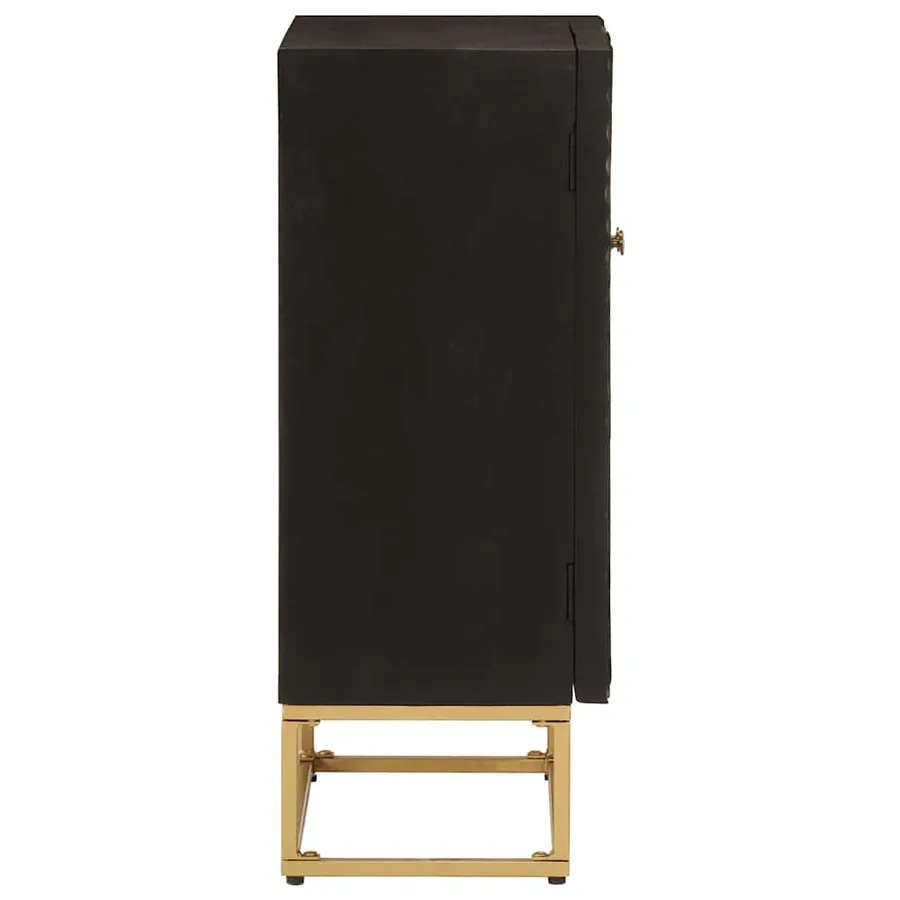 Buffet noir 55x30x76 cm bois massif de manguier et fer - 4