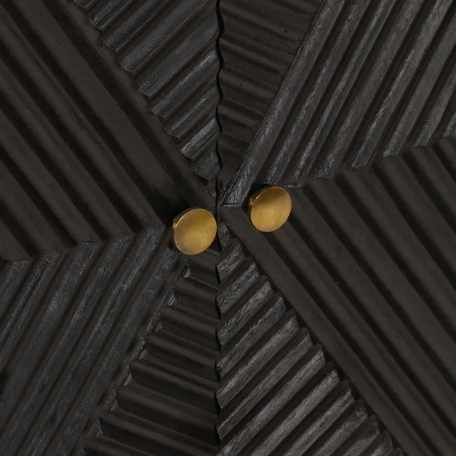 Buffet noir 55x30x76 cm bois massif de manguier et fer - 7
