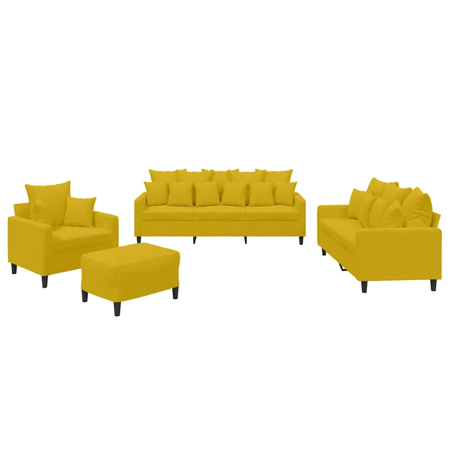 Ensemble de canapés 4 pcs avec coussins Jaune Velours - 2