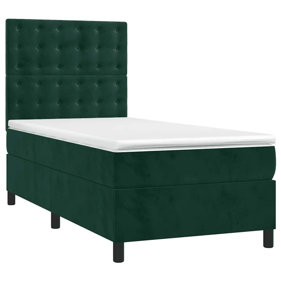 Sommier à lattes de lit matelas et LED Vert foncé 100x200 cm - 3