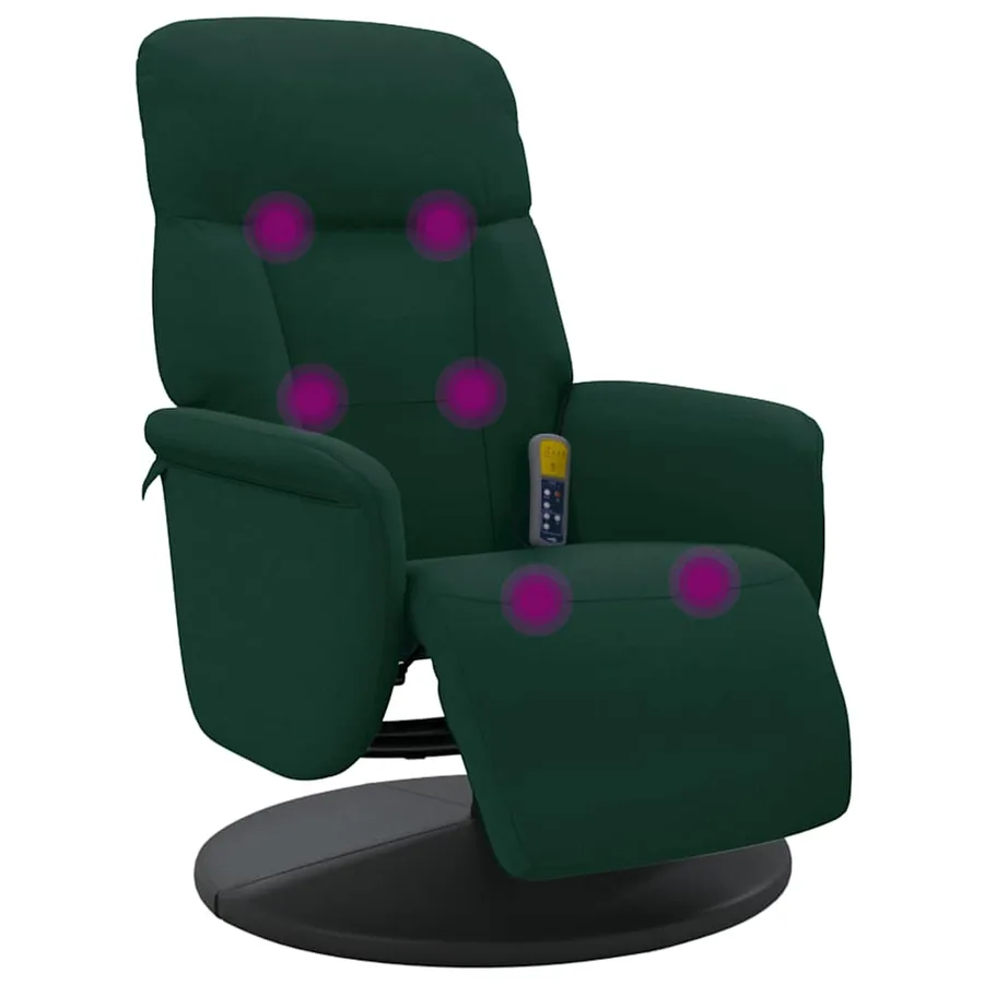 Fauteuil inclinable de massage repose-pied vert foncé velours - 2