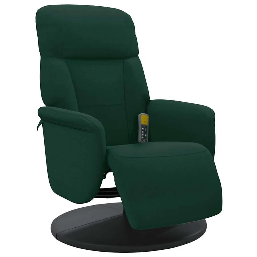 Fauteuil inclinable de massage repose-pied vert foncé velours - 3