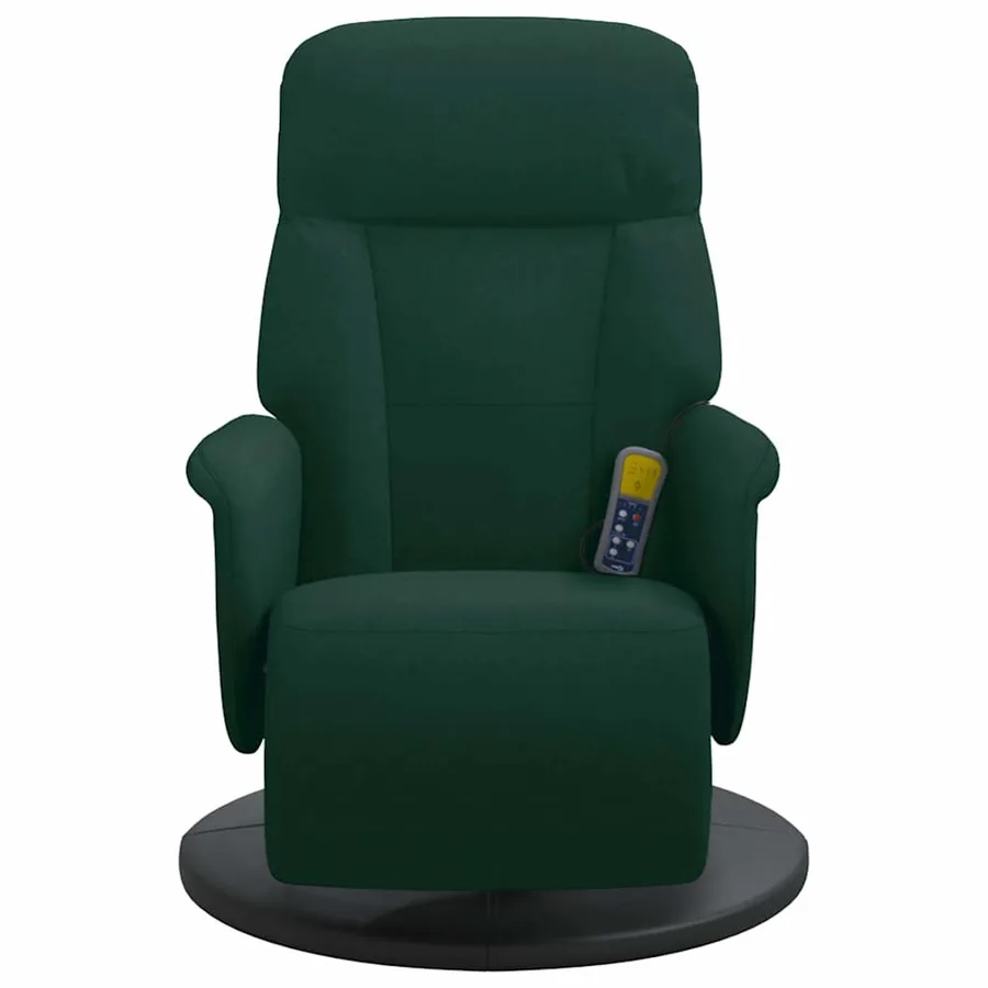 Fauteuil inclinable de massage repose-pied vert foncé velours - 4