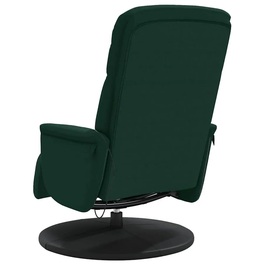 Fauteuil inclinable de massage repose-pied vert foncé velours - 6