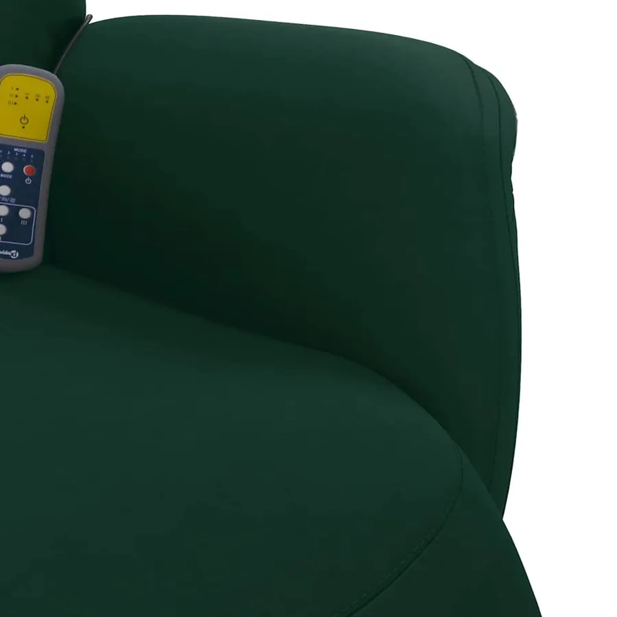 Fauteuil inclinable de massage repose-pied vert foncé velours - 8