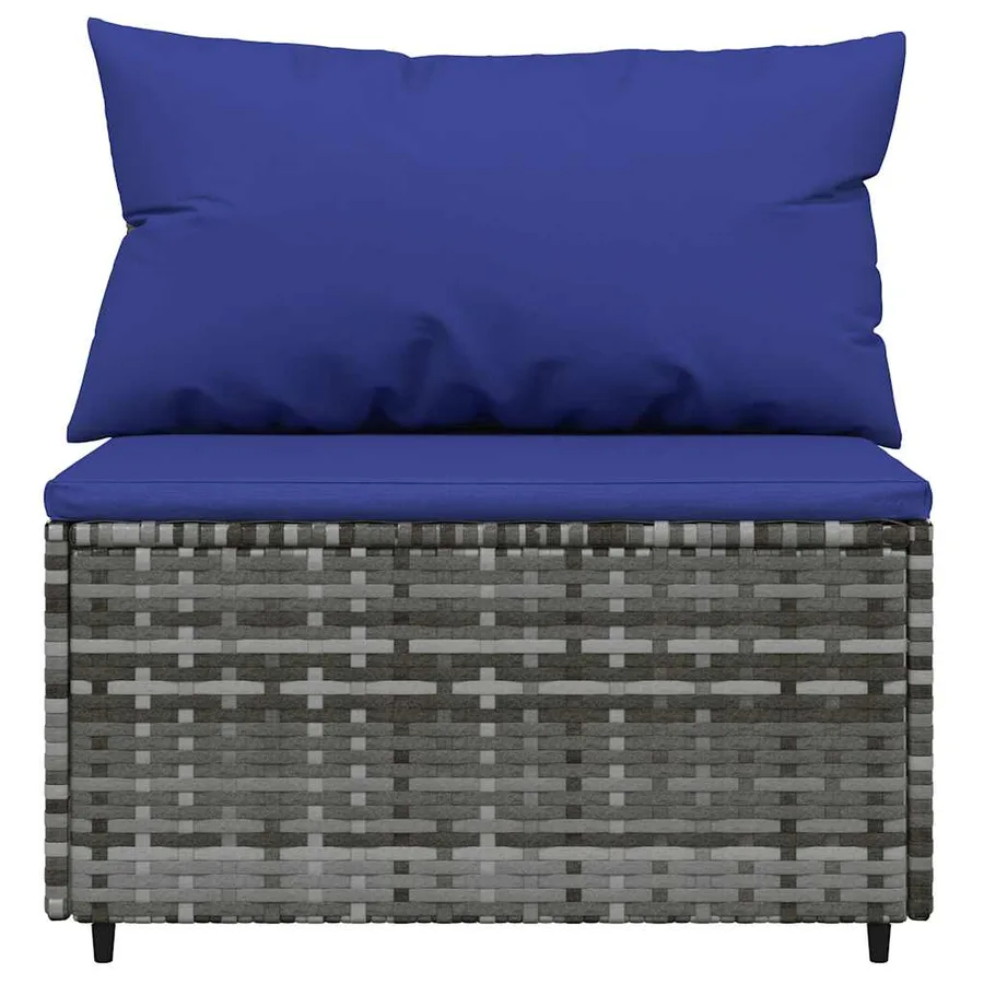 Salon de jardin 4 pcs avec coussins Gris Résine tressée - 6