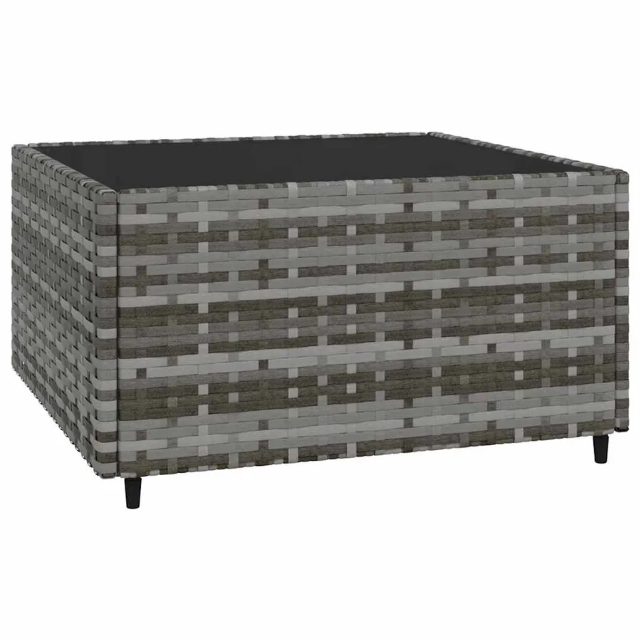 Salon de jardin 4 pcs avec coussins Gris Résine tressée - 7