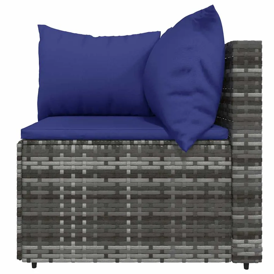 Salon de jardin 4 pcs avec coussins Gris Résine tressée - 9