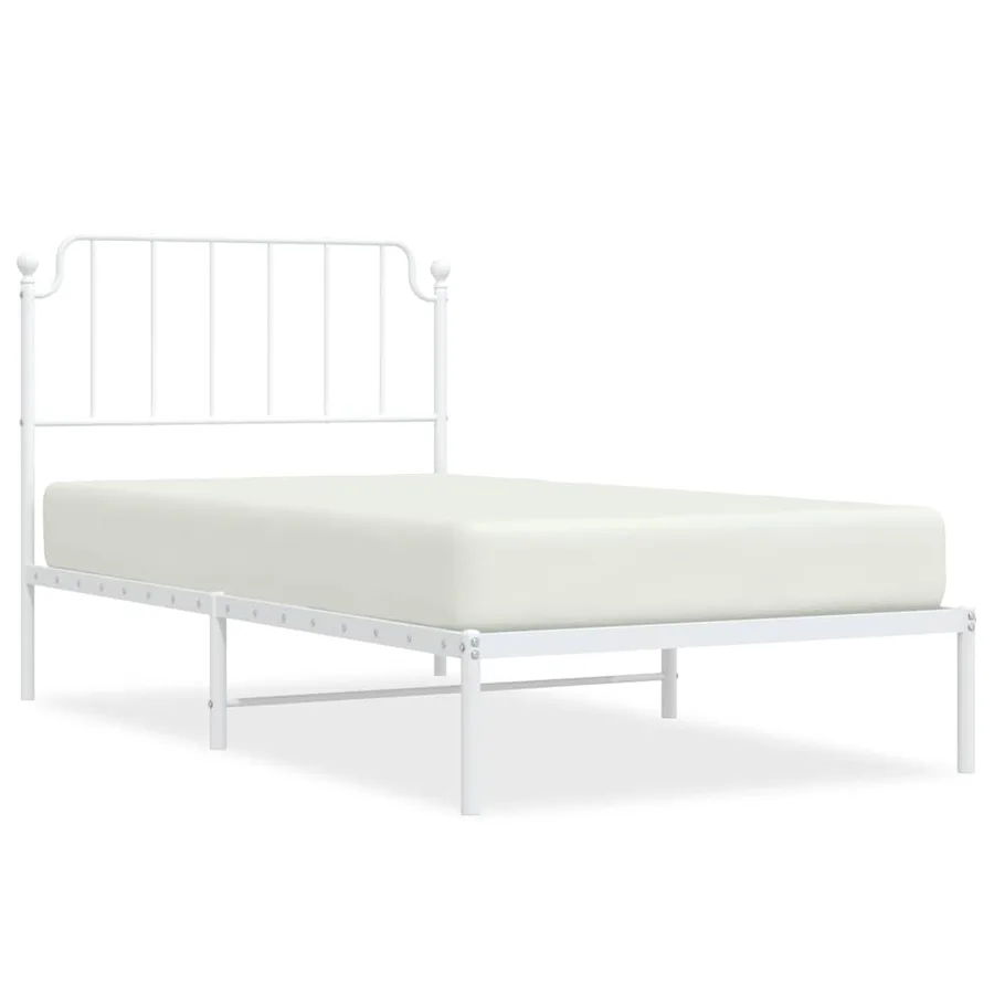 Cadre de lit métal sans matelas et tête de lit blanc 100x200 cm - 2