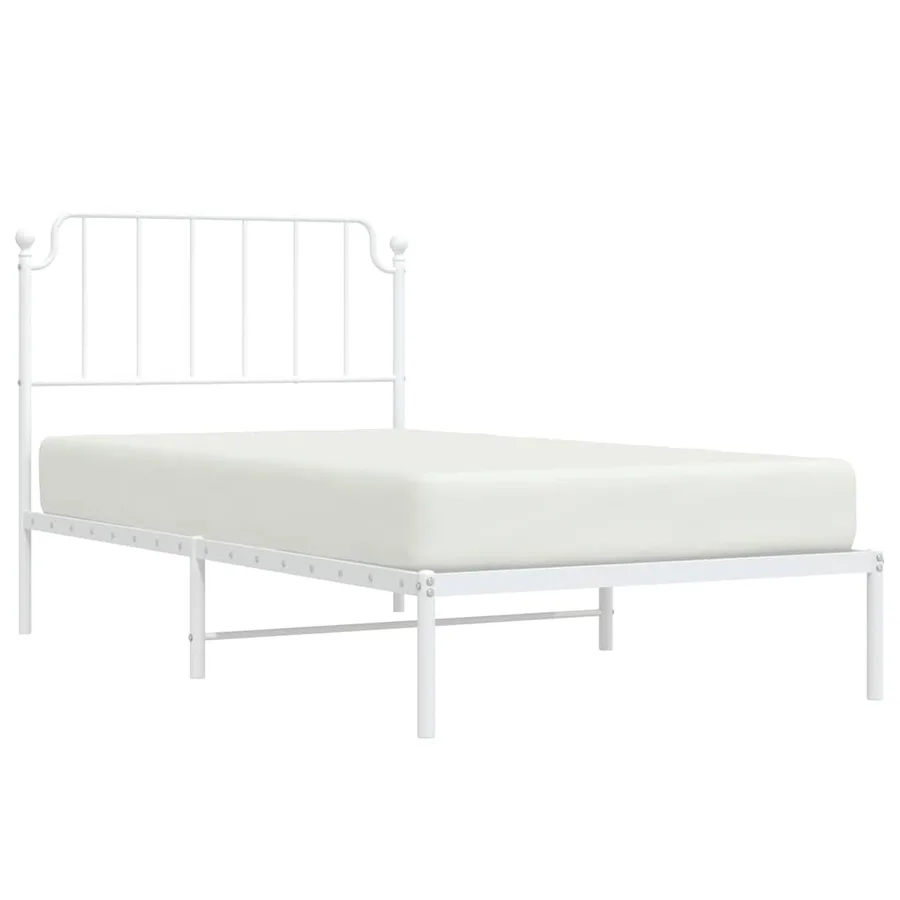 Cadre de lit métal sans matelas et tête de lit blanc 100x200 cm - 4